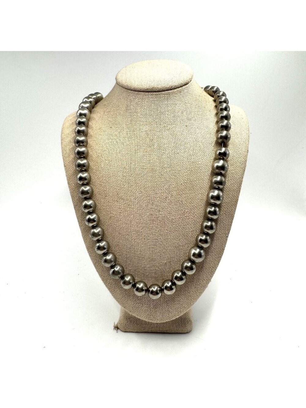 VTG Sterling Silver 925 Beaded Design Ball Chain Necklace Size 18" Length